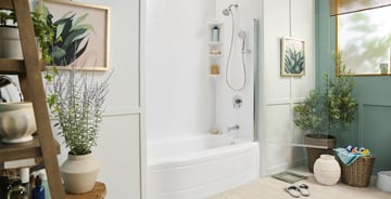 A coastal-inspired bathroom in Long Island