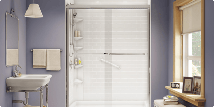 Purple bathroom remodel 